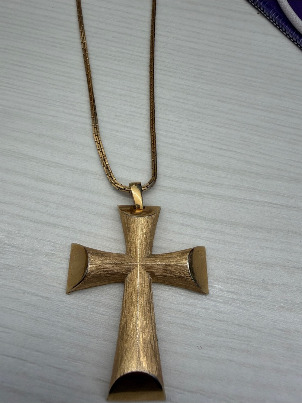 Avon Gold-Tone Men's Brushed Cross Pendant with Chain